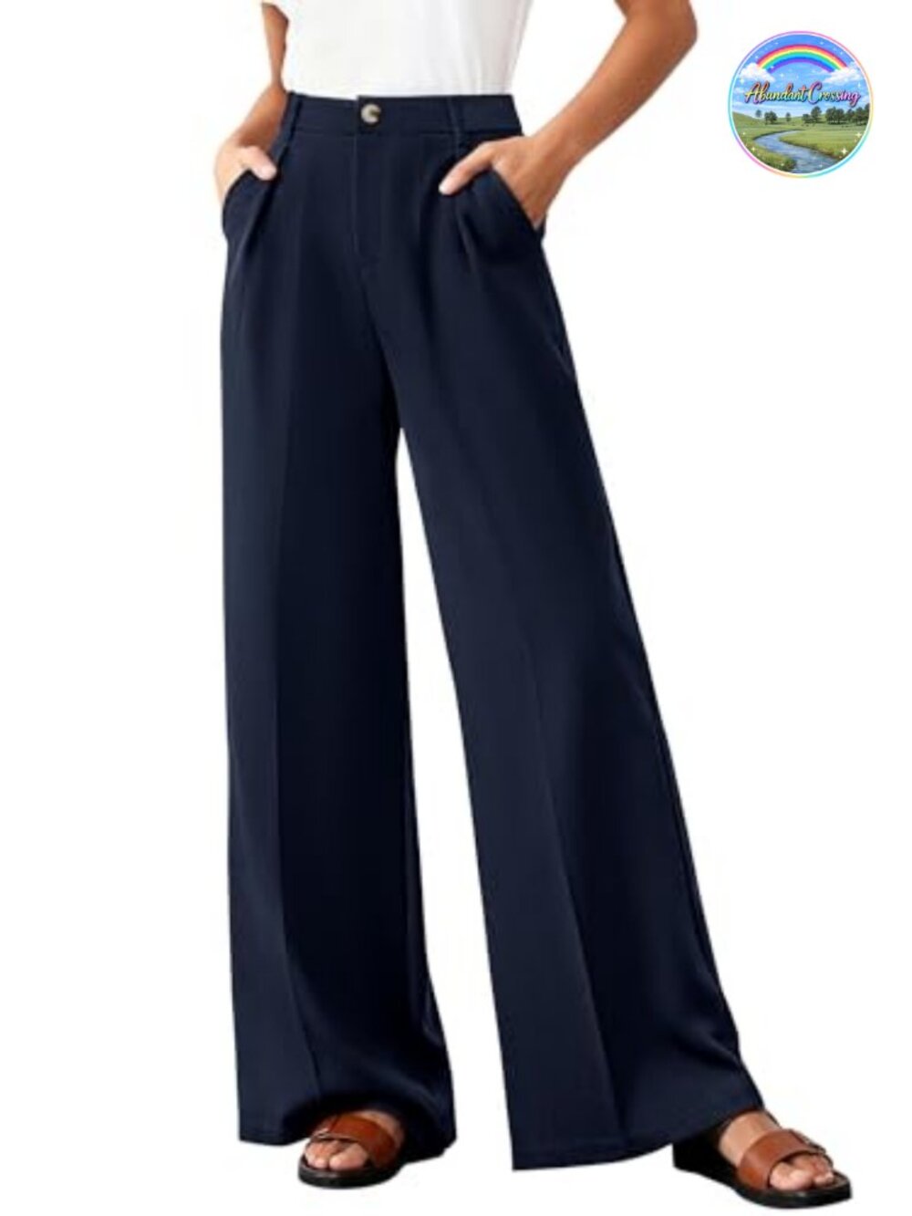 Wide Leg High Waisted Dress Pants Business Casual Trousers with Pockets